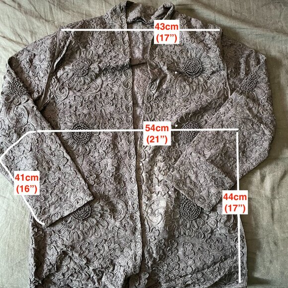 Black Thick Lace Mesh Cardigan - sheer - Picture 5 of 8